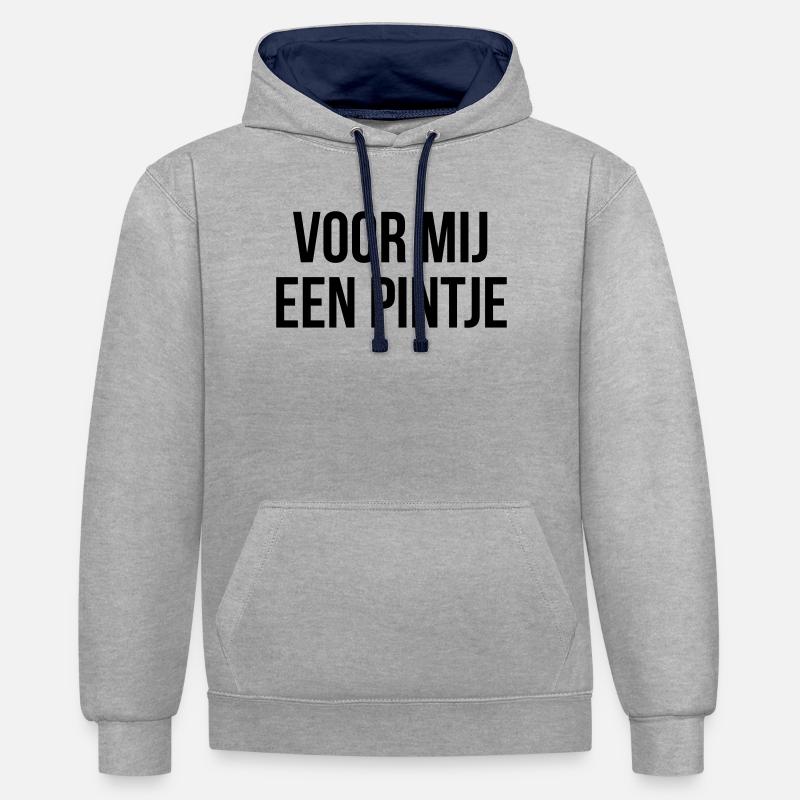 Une pinte pour moi - Sweat à capuche contrasté - gris chiné/bleu marine