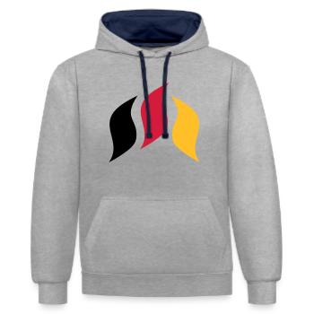 Country flames flag - Contrast hoodie - heather grey/navy - Front - Liana (172cm) & Jaron (178cm)
