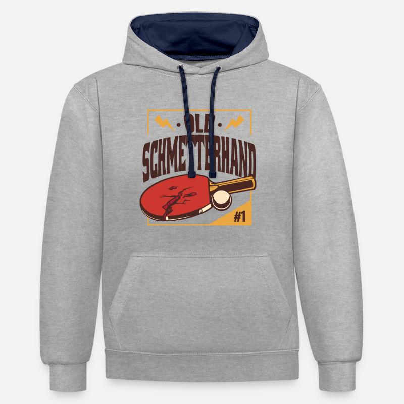 pingpongDesign - Sweat à capuche contrasté - gris chiné/bleu marine