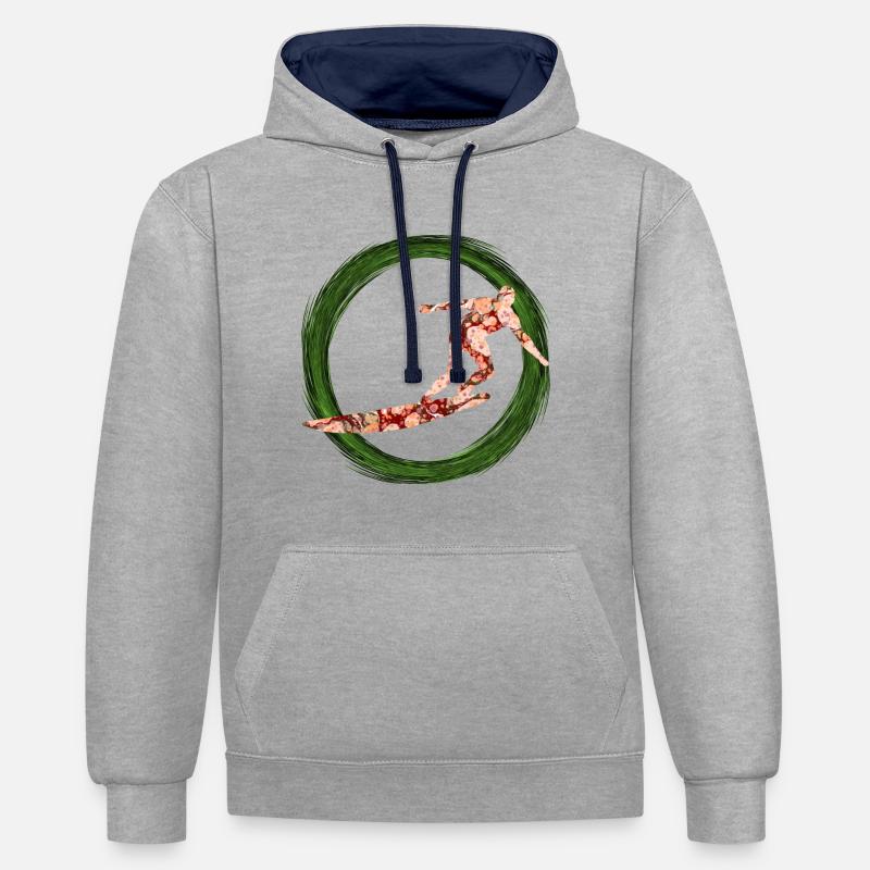 Surfeur E 214 - Sweat à capuche contrasté - gris chiné/bleu marine