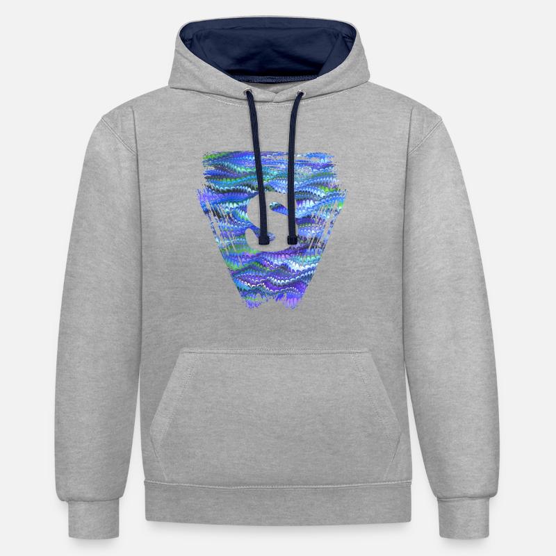 Triangle E 103 S - Sweat à capuche contrasté - gris chiné/bleu marine