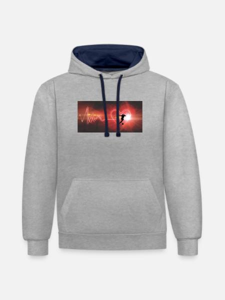 Fussball liebe - Kontrast-Hoodie - Grau meliert/Navy
