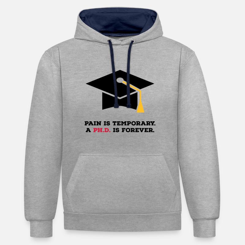 phd - Kontrast-Hoodie - Grau meliert/Navy