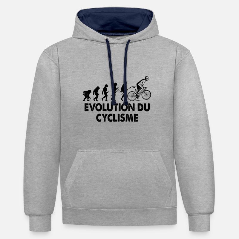 évolution du cyclisme - Sweat à capuche contrasté - gris chiné/bleu marine