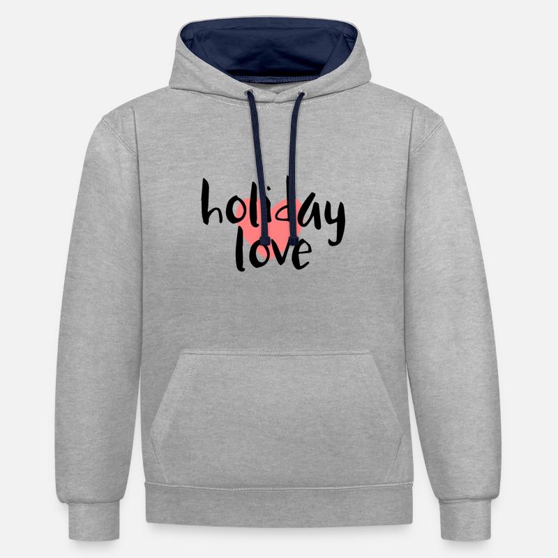 amour de vacances - Sweat à capuche contrasté - gris chiné/bleu marine