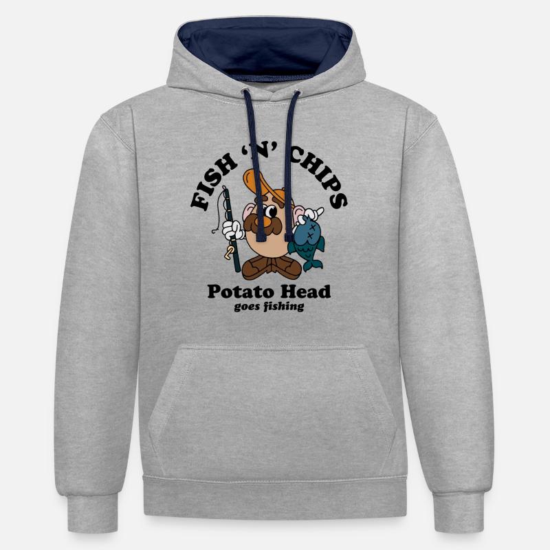 Mr. Potato Head Fish "N" Chips - Sweat à capuche contrasté - gris chiné/bleu marine