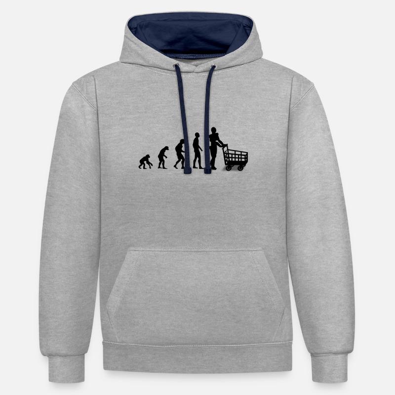 Evolution - Sweat à capuche contrasté - gris chiné/bleu marine