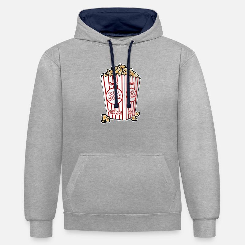 pop-corn - Sweat à capuche contrasté - gris chiné/bleu marine