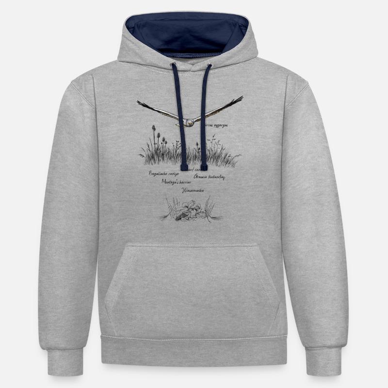 Consécration des prairies - Sweat à capuche contrasté - gris chiné/bleu marine