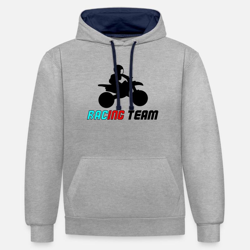 Course Neon Typo Sprint - Sweat à capuche contrasté - gris chiné/bleu marine
