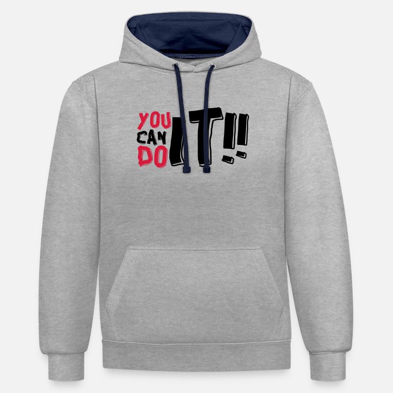 DU KANNST ES SCHAFFEN - Kontrast-Hoodie - Grau meliert/Navy