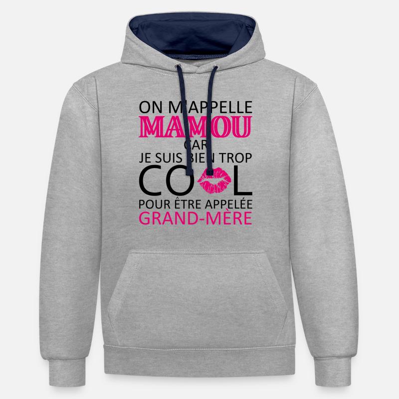 on m'appelle mamou - Sweat à capuche contrasté - gris chiné/bleu marine