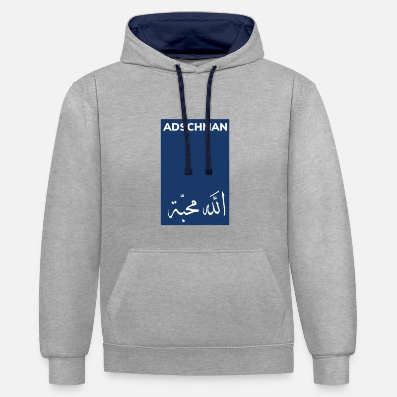 Ajman - Sweat à capuche contrasté - gris chiné/bleu marine