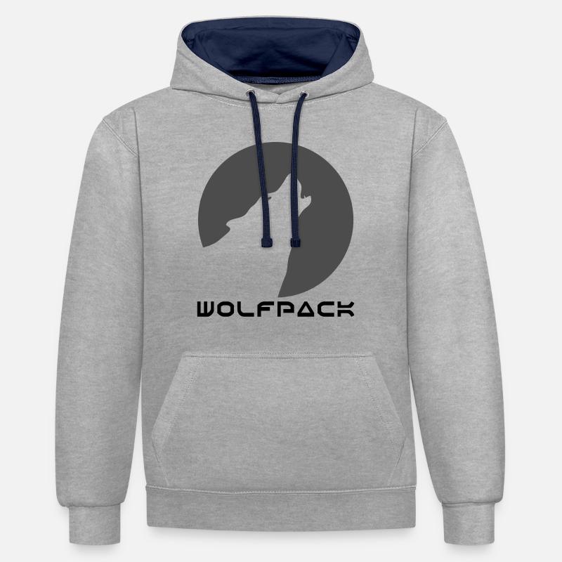 wolfpack_1 - Sweat à capuche contrasté - gris chiné/bleu marine