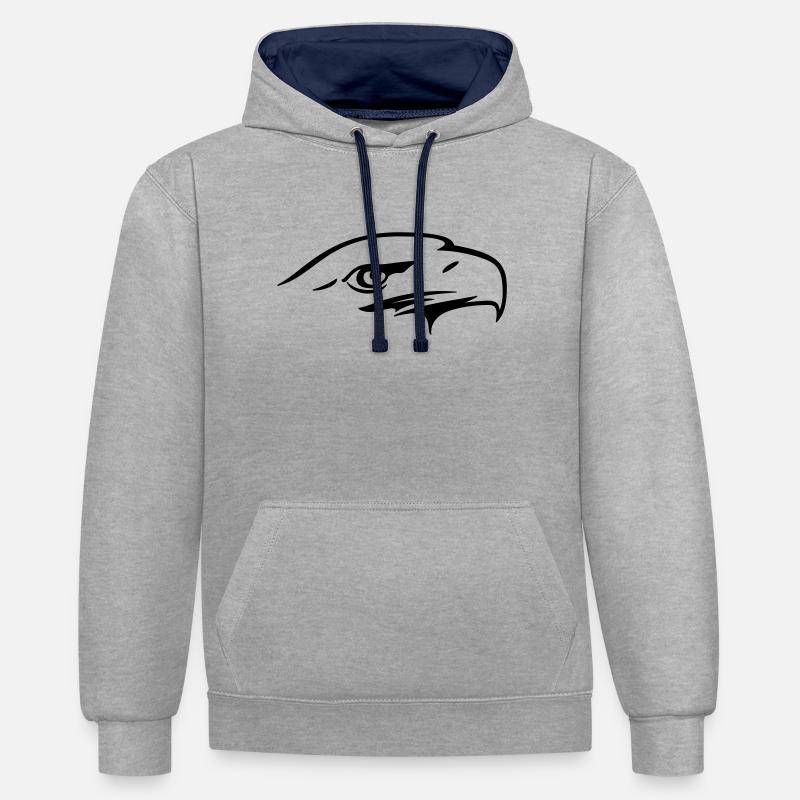Eagle eye - Illustration vectorielle - Sweat à capuche contrasté - gris chiné/bleu marine