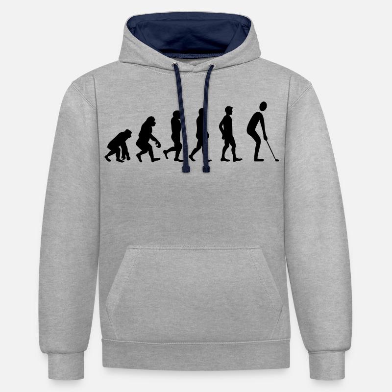 Golf de l’évolution - Sweat à capuche contrasté - gris chiné/bleu marine