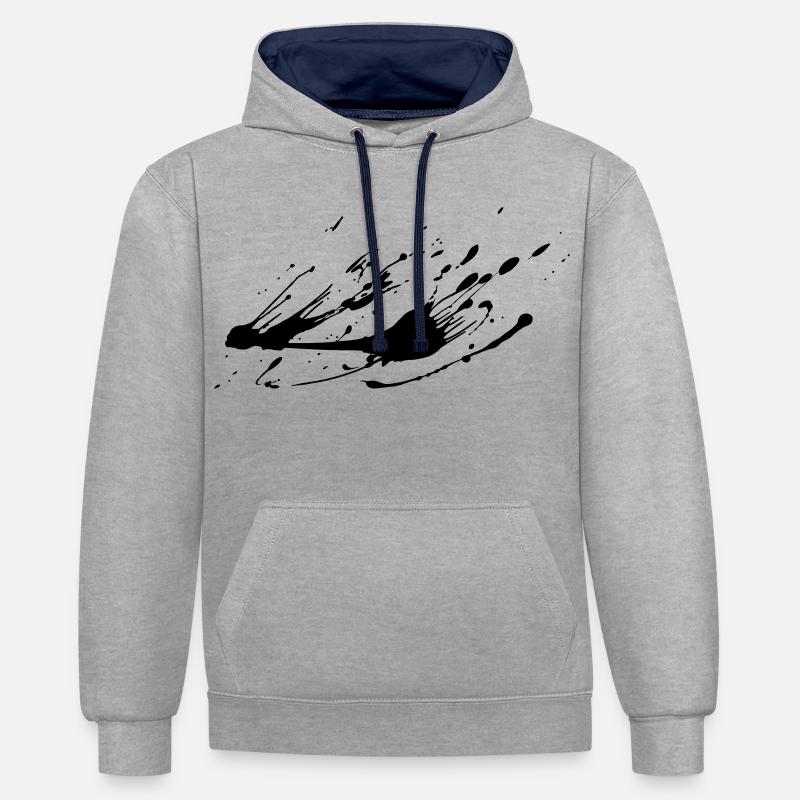 Image d’éclaboussure de peinture # - Sweat à capuche contrasté - gris chiné/bleu marine