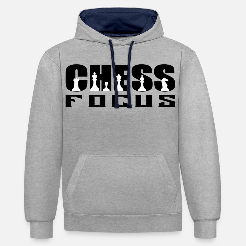 Chess Focus - Sweat à capuche contrasté - gris chiné/bleu marine