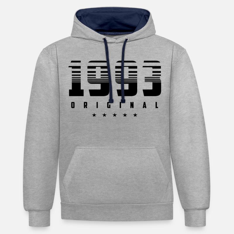 Né en 1993 l’original - Sweat à capuche contrasté - gris chiné/bleu marine