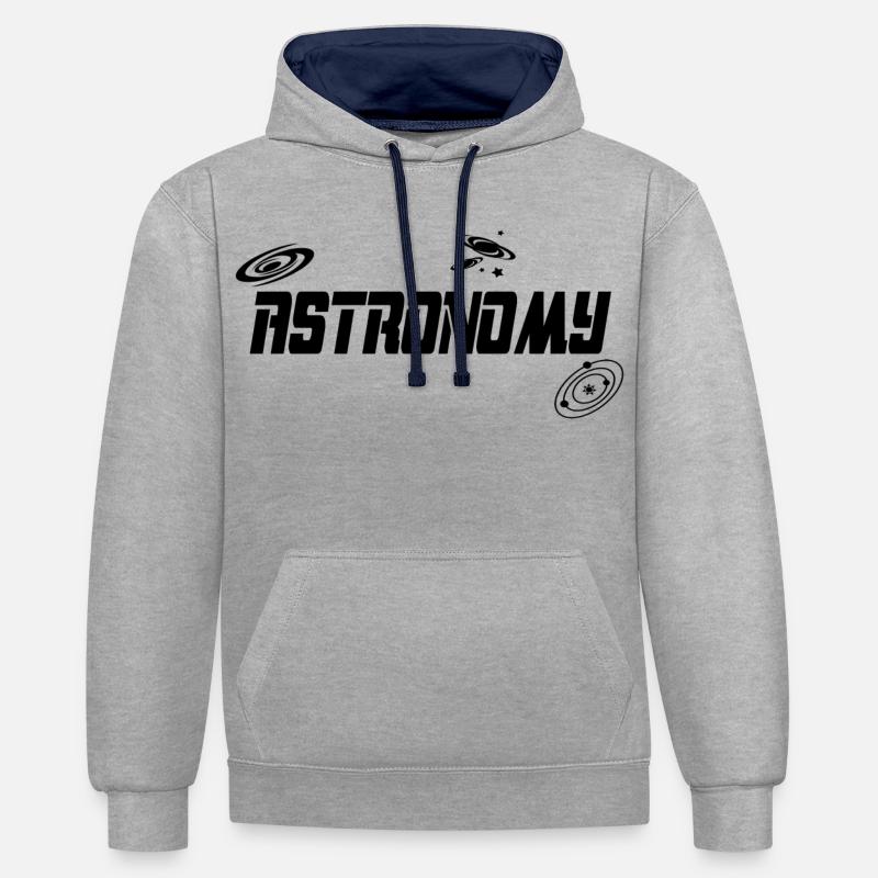 Astronomie - Sweat à capuche contrasté - gris chiné/bleu marine