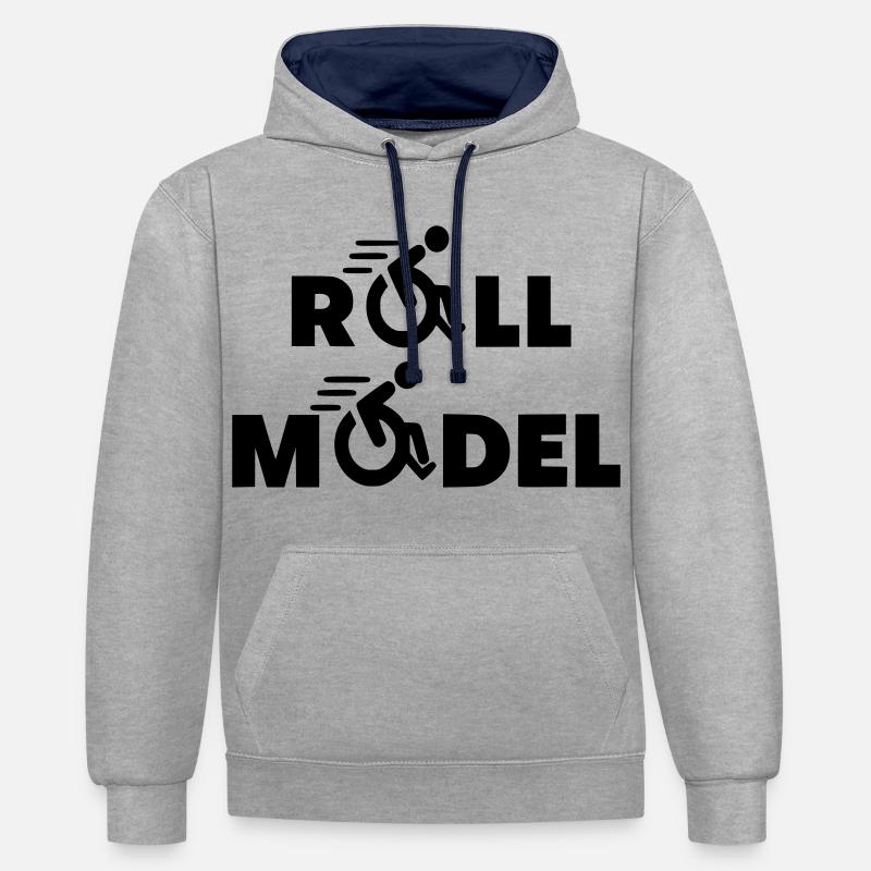 Jeder Rollstuhlfahrer ist ein Vorbild * - Kontrast-Hoodie - Grau meliert/Navy