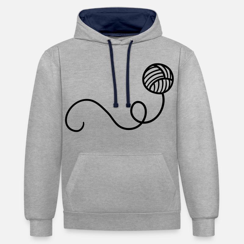 Boule de laine de dessin animé - Sweat à capuche contrasté - gris chiné/bleu marine