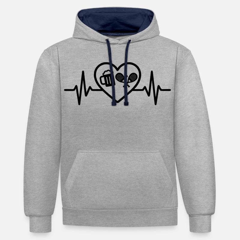 Bière Heart Padel - Sweat à capuche contrasté - gris chiné/bleu marine