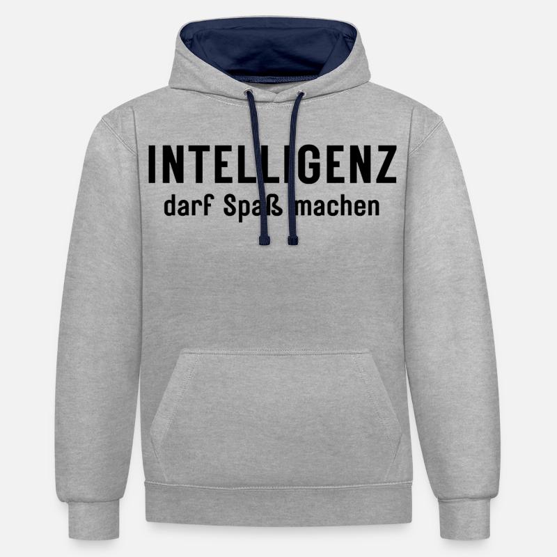 Intelligence can be fun Statement Design - Contrast hoodie - heather grey/navy