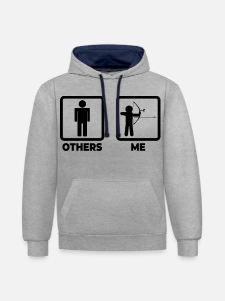 Funny archer - Contrast hoodie - heather grey/navy