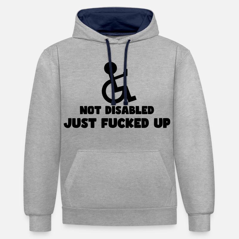 Pas handicapé, juste complètement perdu ! # - Sweat à capuche contrasté - gris chiné/bleu marine