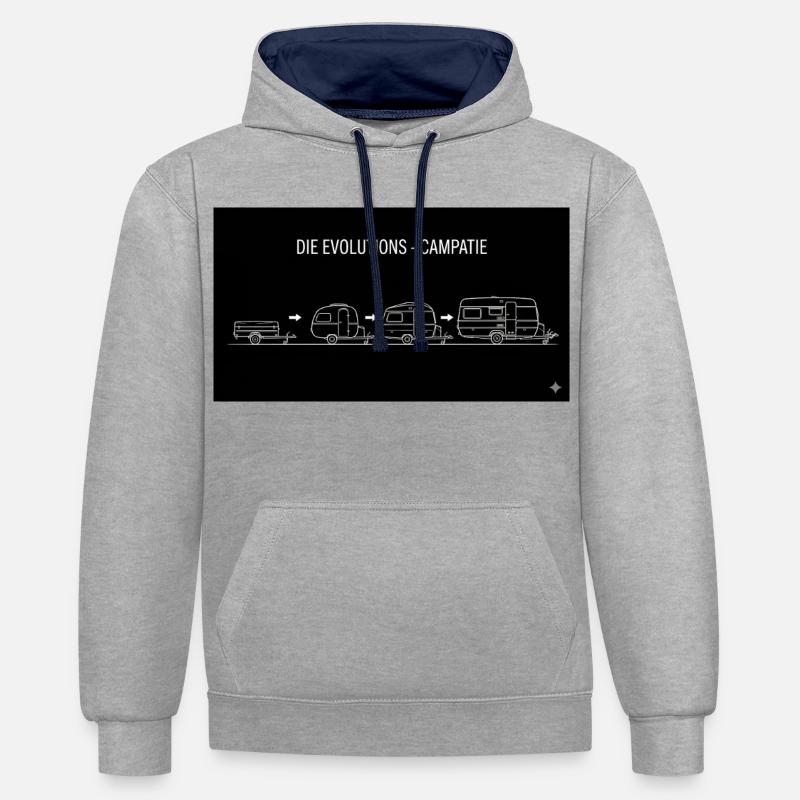 die evolutions campatie - Kontrast-Hoodie - Grau meliert/Navy