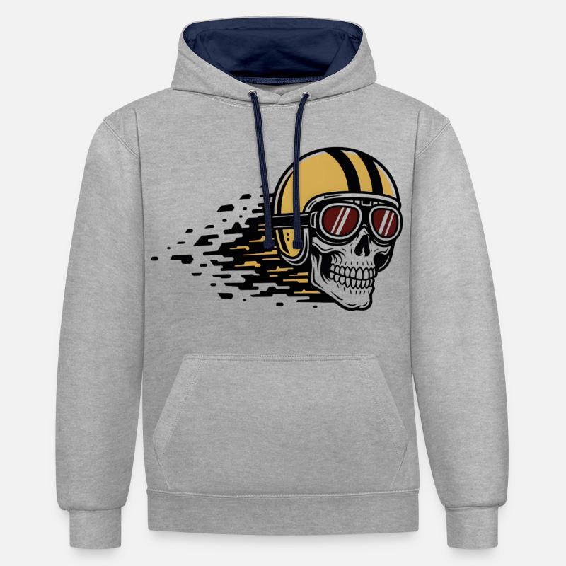 Skull Bicycle VTT VTT Conception de VTT - Sweat à capuche contrasté - gris chiné/bleu marine