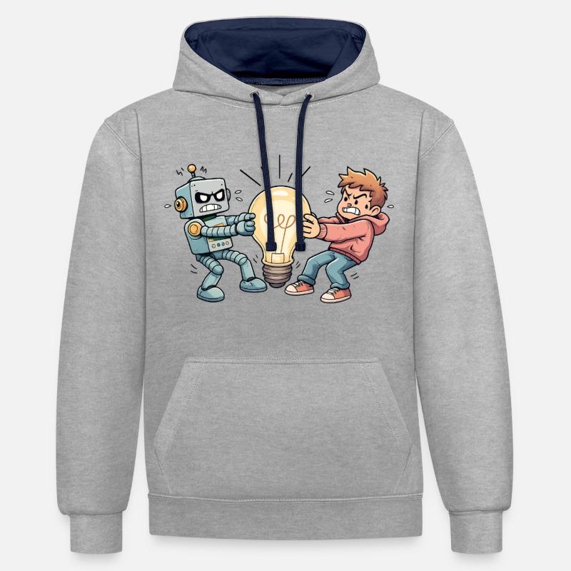 WhosIdea - Sweat à capuche contrasté - gris chiné/bleu marine