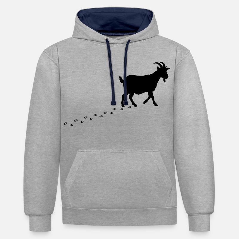 Sabots de Empreintes de Chèvre - Sweat à capuche contrasté - gris chiné/bleu marine