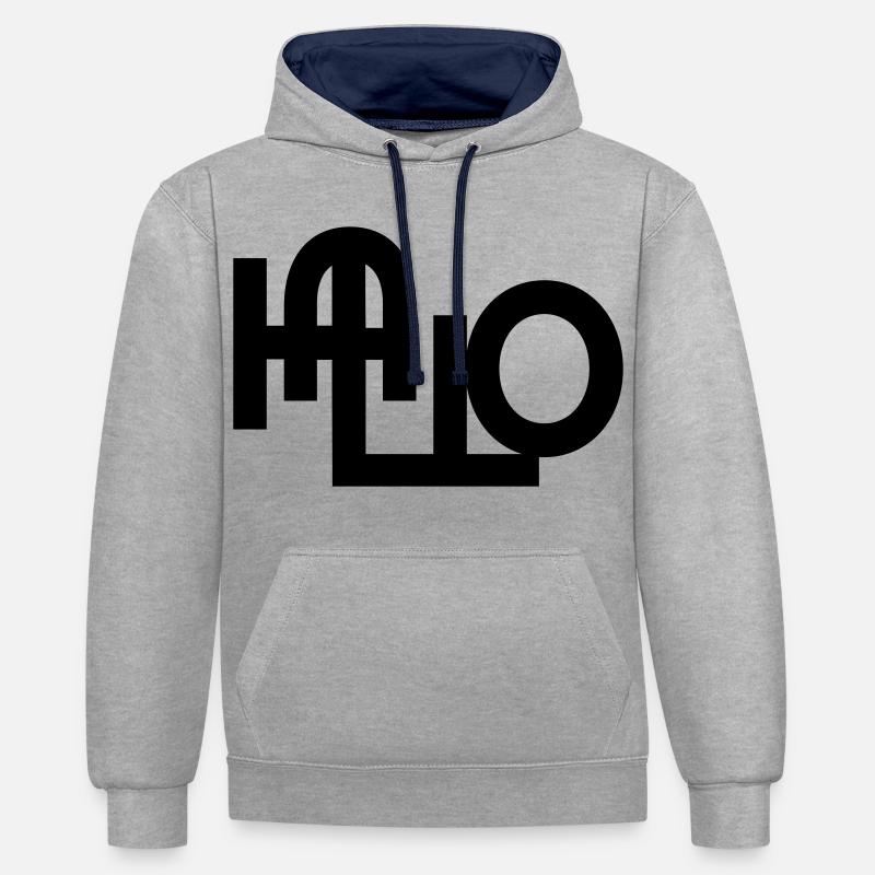Bonjour, bienvenue - Sweat à capuche contrasté - gris chiné/bleu marine