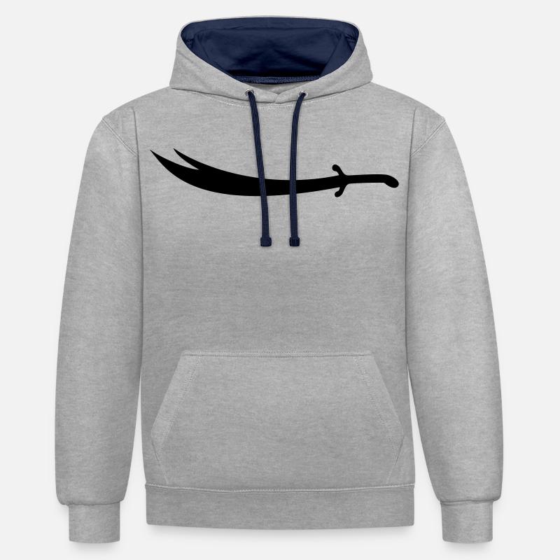 Ali Épée Zülfikar - Sweat à capuche contrasté - gris chiné/bleu marine