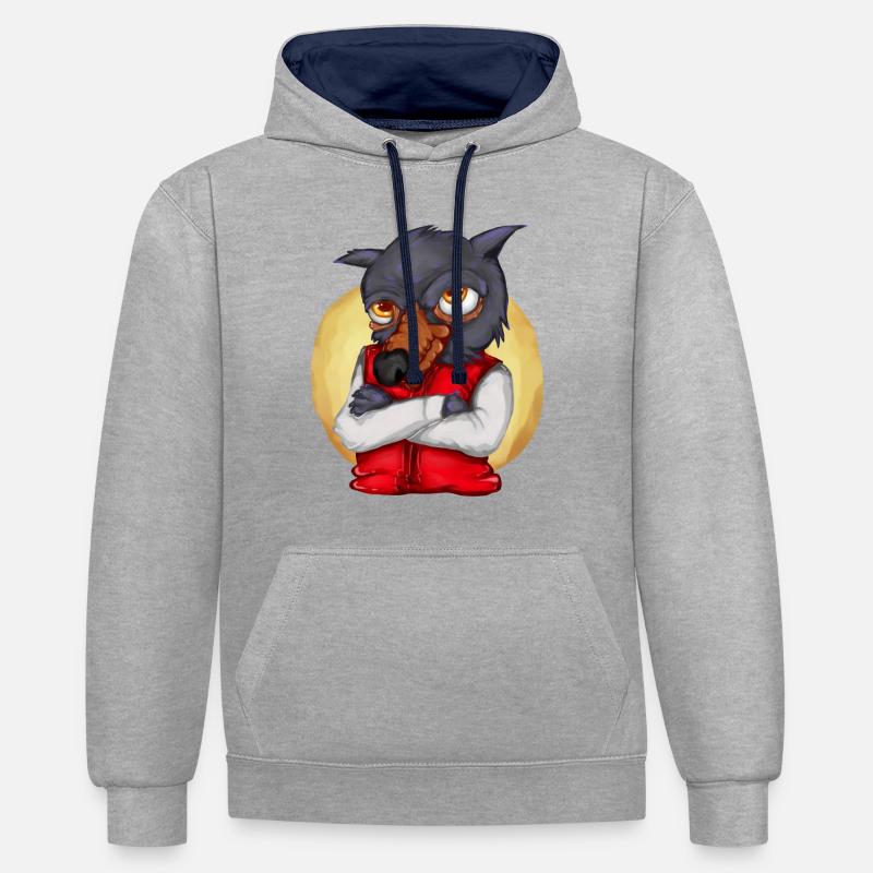 LOUP - Sweat à capuche contrasté - gris chiné/bleu marine