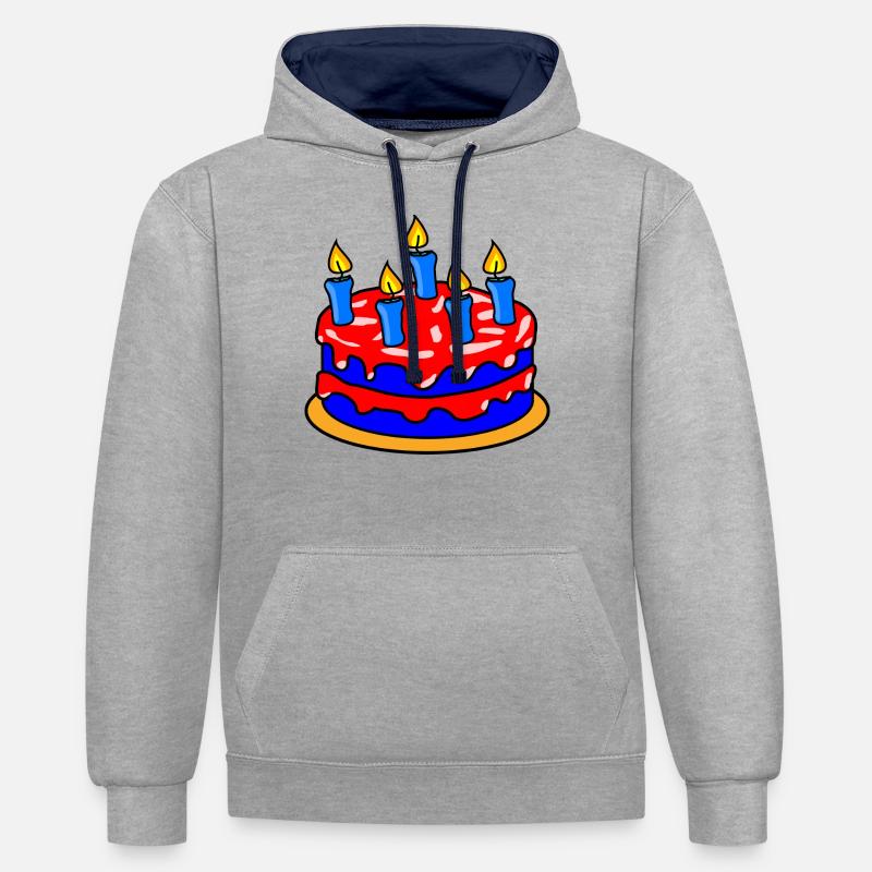 Gâteau d'anniversaire - Sweat à capuche contrasté - gris chiné/bleu marine