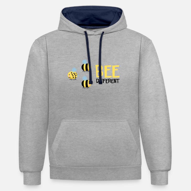 Bee Be Different Geschenk - Kontrast-Hoodie - Grau meliert/Navy