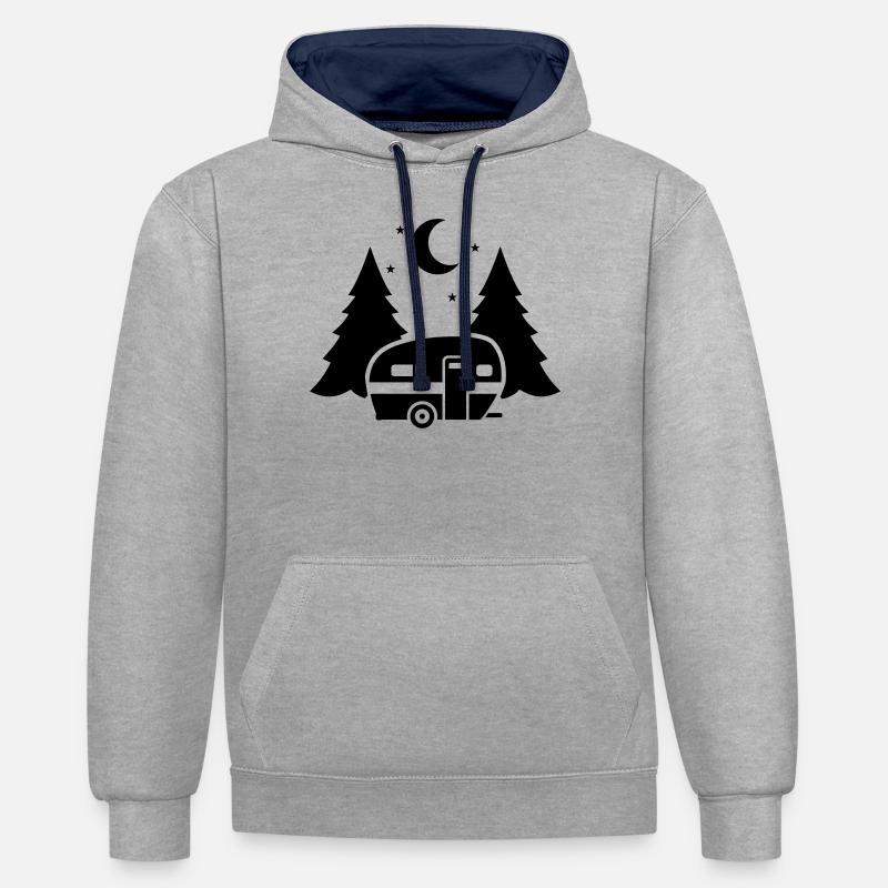 Caravanes - Sweat à capuche contrasté - gris chiné/bleu marine