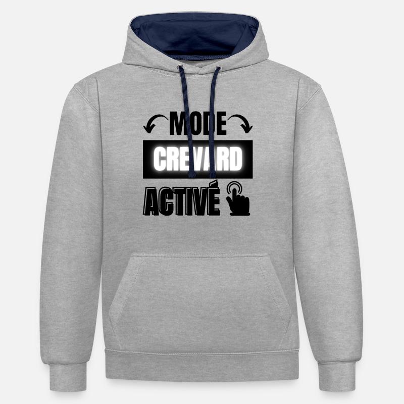 mode crevard activé - Sweat à capuche contrasté - gris chiné/bleu marine