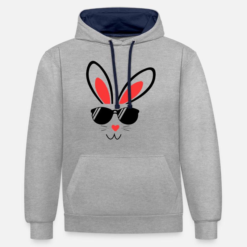Rabbit, Rabbit, Easter rabbit - Contrast hoodie - heather grey/navy