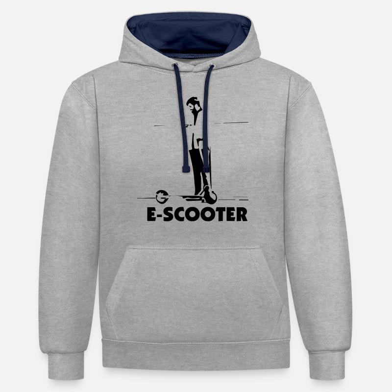 E-Scooter E-Roller Scooter - Sweat à capuche contrasté - gris chiné/bleu marine