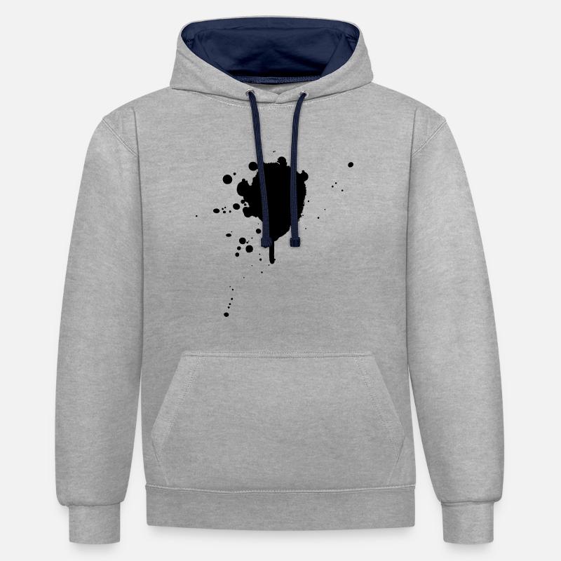 Éclaboussures de couleur - Sweat à capuche contrasté - gris chiné/bleu marine