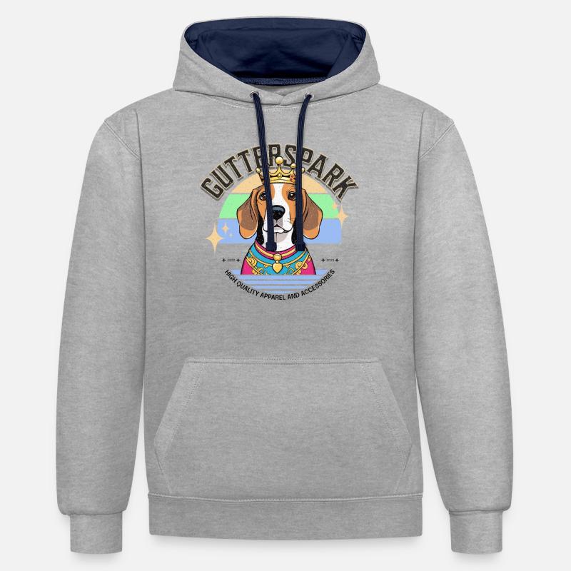 Gutterspark Design Beagle - Sweat à capuche contrasté - gris chiné/bleu marine