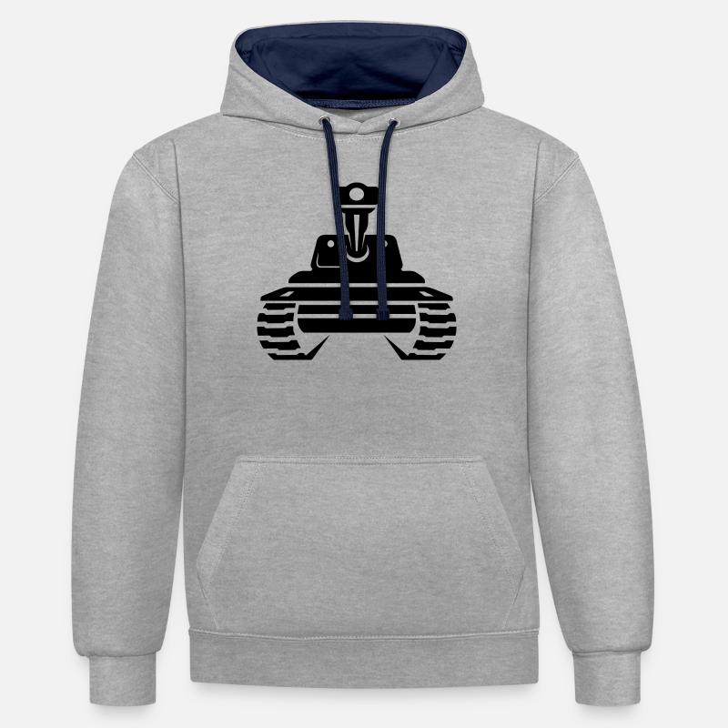 PANZER - Sweat à capuche contrasté - gris chiné/bleu marine