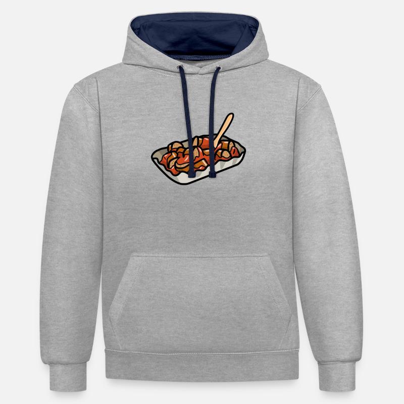 Berlin Currywurst Bratwurst Wurst Curry Grill - Sweat à capuche contrasté - gris chiné/bleu marine