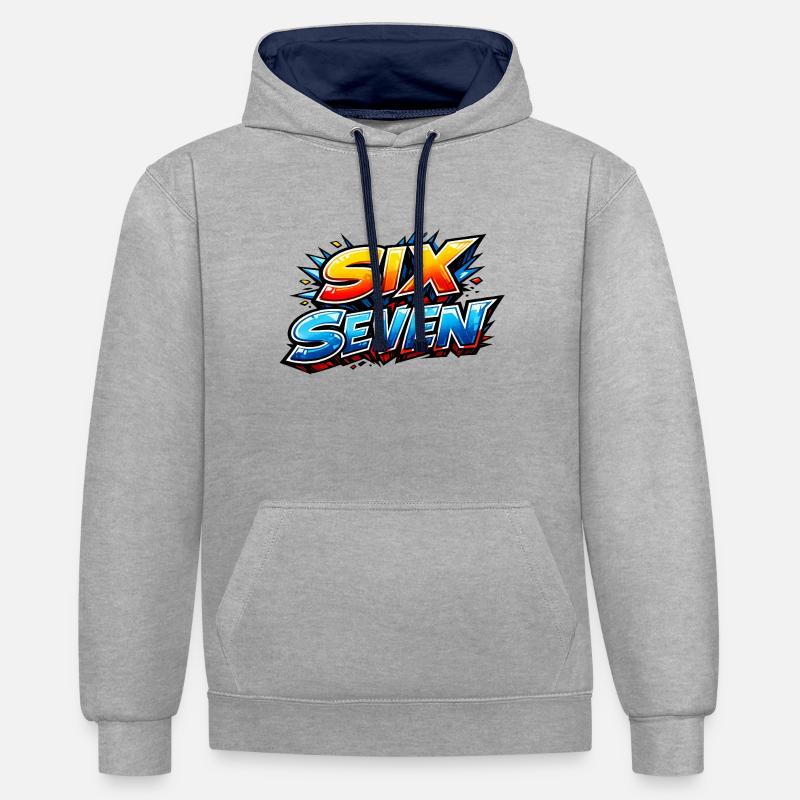 67 sixseven - Sweat à capuche contrasté - gris chiné/bleu marine