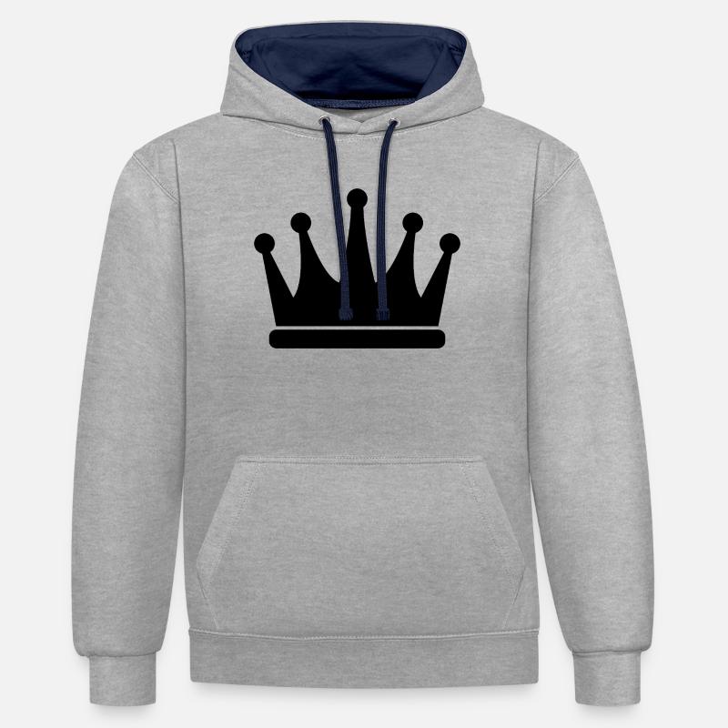 Couronne - Sweat à capuche contrasté - gris chiné/bleu marine