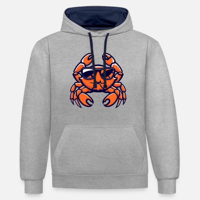 Krebs Krabbe Cool Comic - Kontrast-Hoodie - Grau meliert/Navy